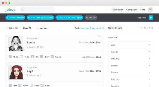 Julius: The Influencer marketing platform you need to be great at influencer marketing